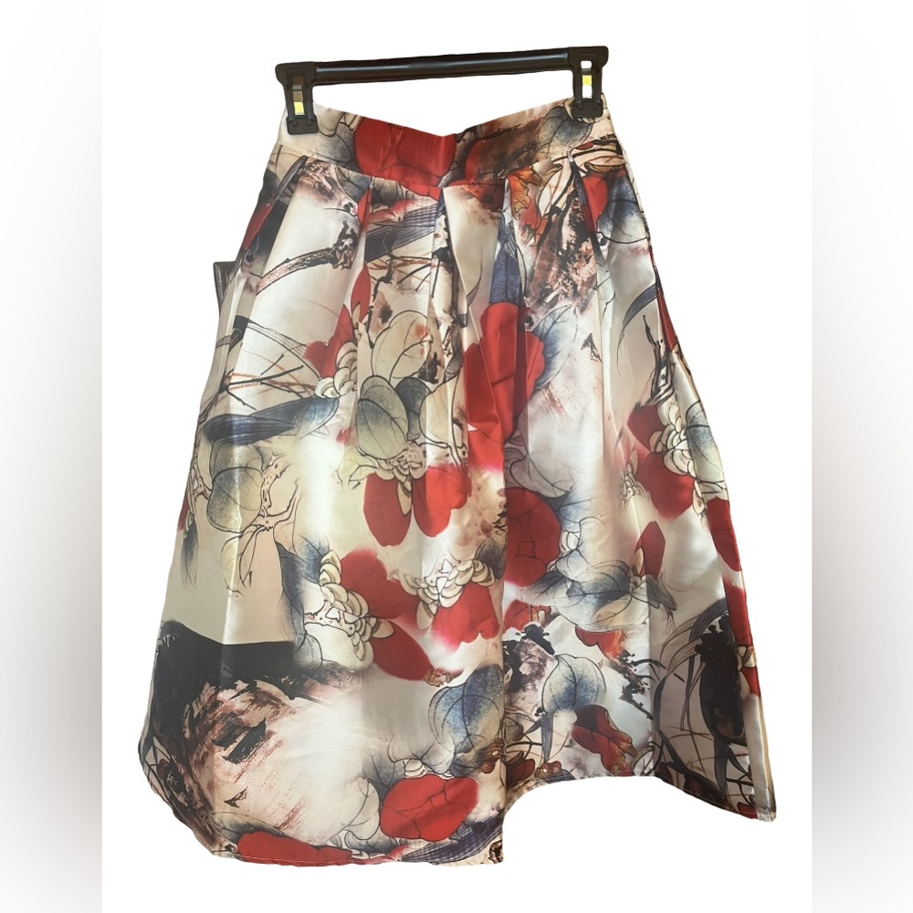 ❌SOLD❌Full A-Line Skirt w/ Italian Flowers and Design Size S